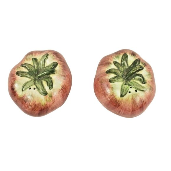 Ceramic Tomato Salt and Pepper Shaker Set 3 inches Wide New without Box - Picture 2 of 5
